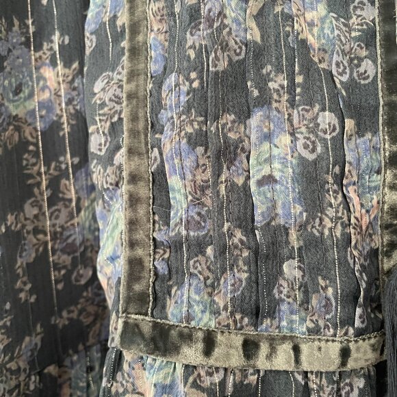 Lucky Brand Women's Floral Long Sleeve Midi Dress NWOT Lined Ribbon Detail - Picture 10 of 11